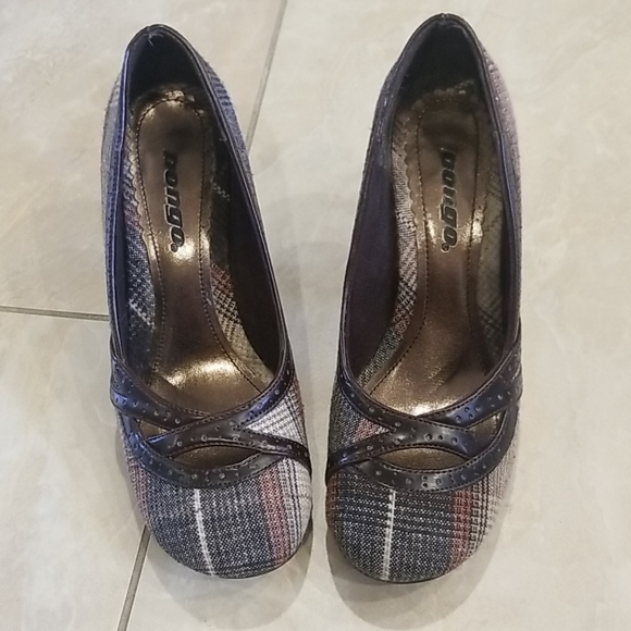 Bongo brown plaid chunky heel - Picture 2 of 5